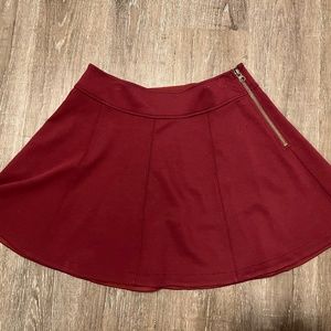 Wine flared skirt